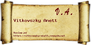 Vitkovszky Anett névjegykártya
